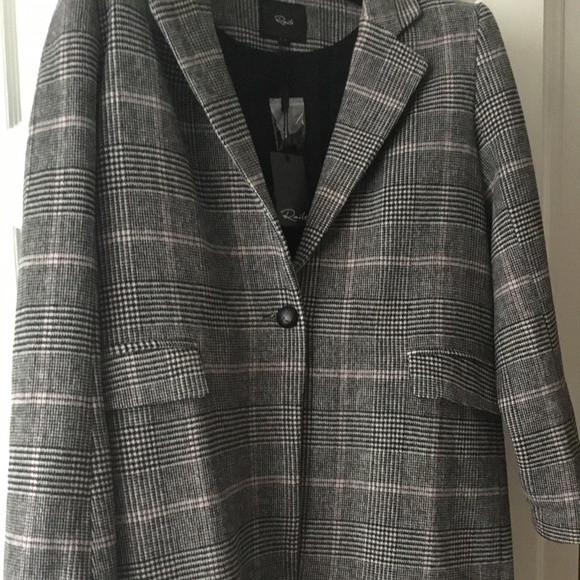 NWT Rails Anders Wool Charcoal & Pink Plaid Coat - Picture 7 of 9